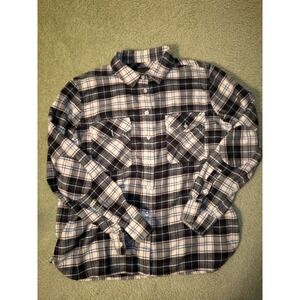 Women's Vintage Pendleton Soft Green, Navy, White Plaid Flannel Shirt size L